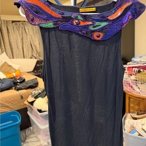 Alice + Olivia Black Dress with Vibrant Embroidery